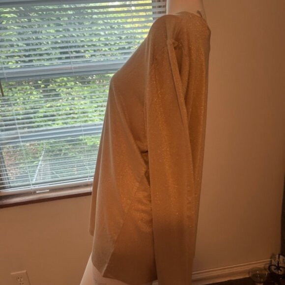 Talbots Camel Metallic long sleeve boat neck top, size 2X - Picture 2 of 5